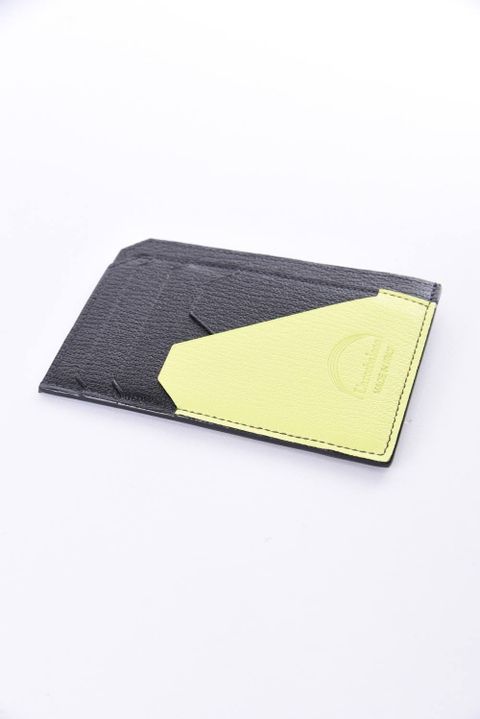 【残り1点】 MINI WALLET / LA354 ゴートレザー スマートミニウォレット ブラック / ライトイエロー『safari5月号P263掲載商品』