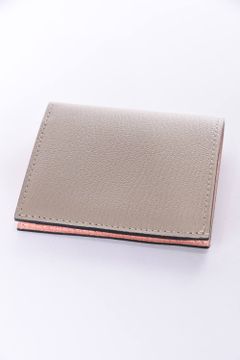 【残り1点】 MINI WALLET / LA401GT ゴートレザー スナップタイプ 二つ折りミニウォレット ベージュ / ピンク
