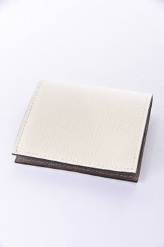 【残り1点】 MINI WALLET / LA401GT ゴートレザー スナップタイプ 二つ折りミニウォレット ホワイト / グレー