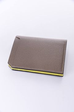 【残り1点】 CARD WALLET / LA501GT ゴートレザー 二つ折りスマートカードウォレット グレー / イエロー