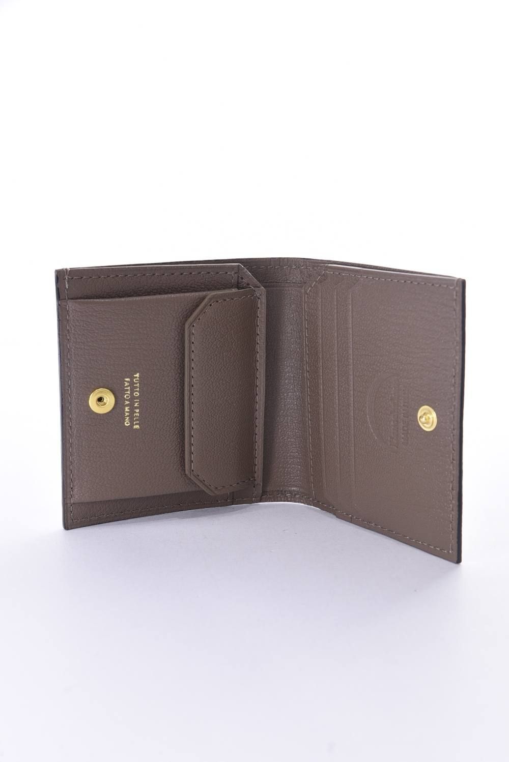 【残り1点】 MINI WALLET / LA401GT ゴートレザー スナップタイプ 二つ折りミニウォレット ホワイト / グレー