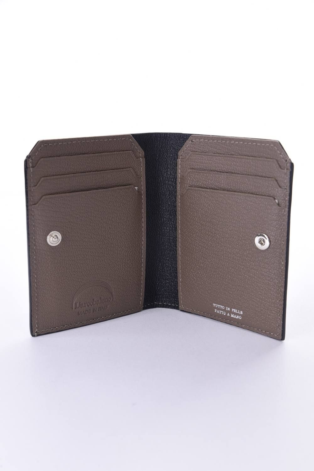 【残り僅か】 CARD WALLET / LA501GT ゴートレザー 二つ折りスマートカードウォレット ブラック / グレー