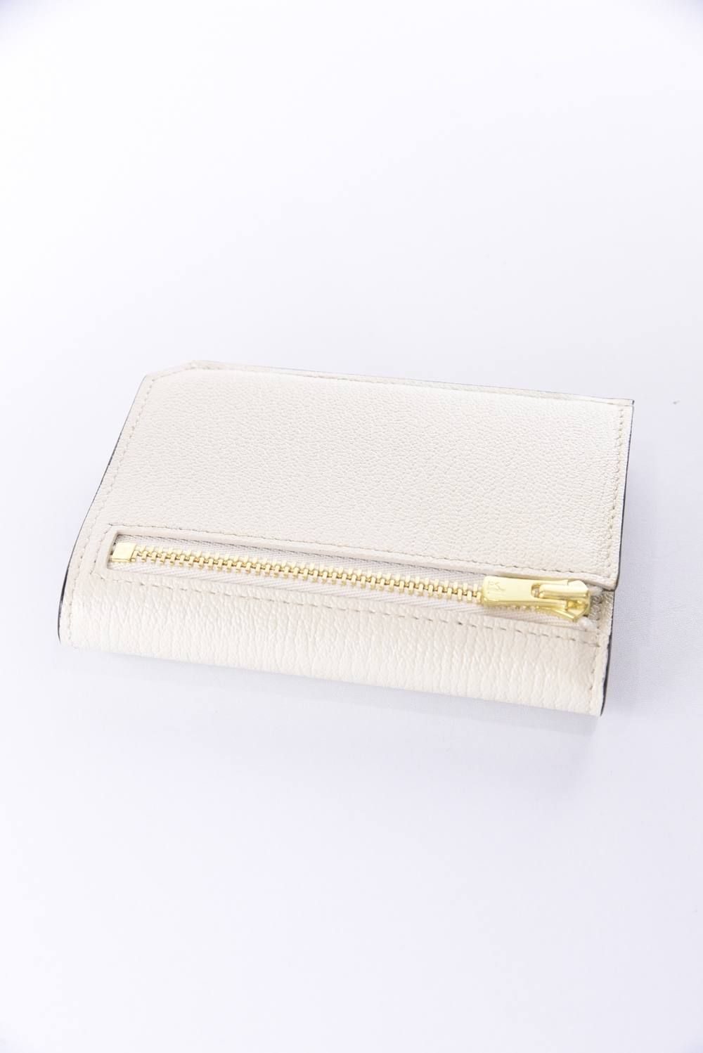 【残り1点】 CARD WALLET / LA501GT ゴートレザー 二つ折りスマートカードウォレット ホワイト / グレー『LEON3月号P189掲載商品』