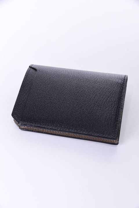 【残り僅か】 CARD WALLET / LA501GT ゴートレザー 二つ折りスマートカードウォレット ブラック / グレー
