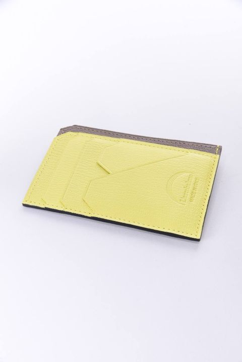 【残り1点】 MINI WALLET / LA354 ゴートレザー スマートミニウォレット グレー / イエロー