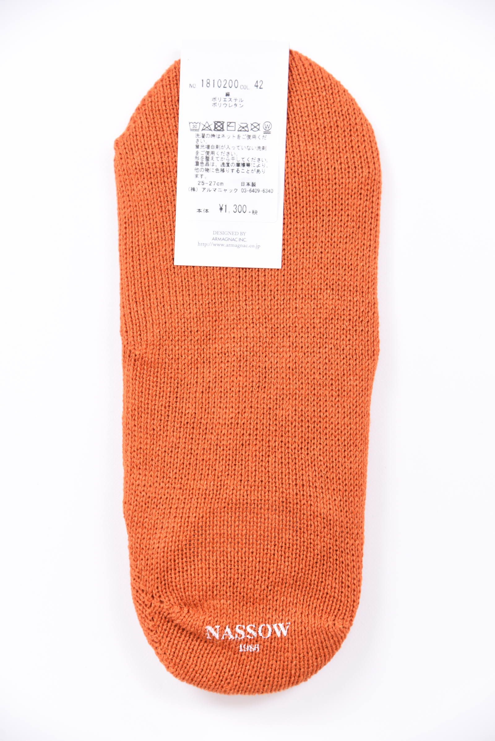 LINEN SNEAKER INN / 日本製 リネン アンクル ソックス オレンジ