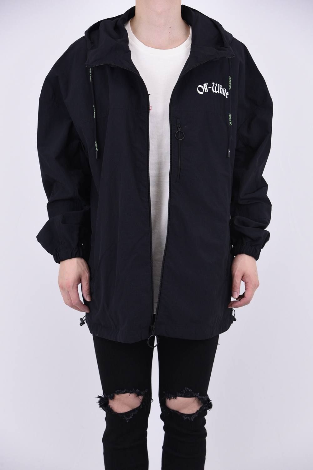 WINDBREAKER BLACK WHITE / ウィンドブレーカー ブラック - XS