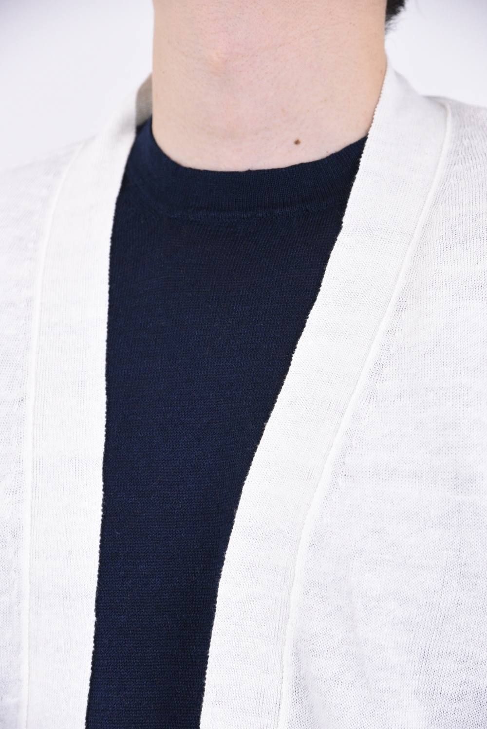 CARDIGAN / リネン ハイゲージ ボタンレス ニットカーディガン ホワイト