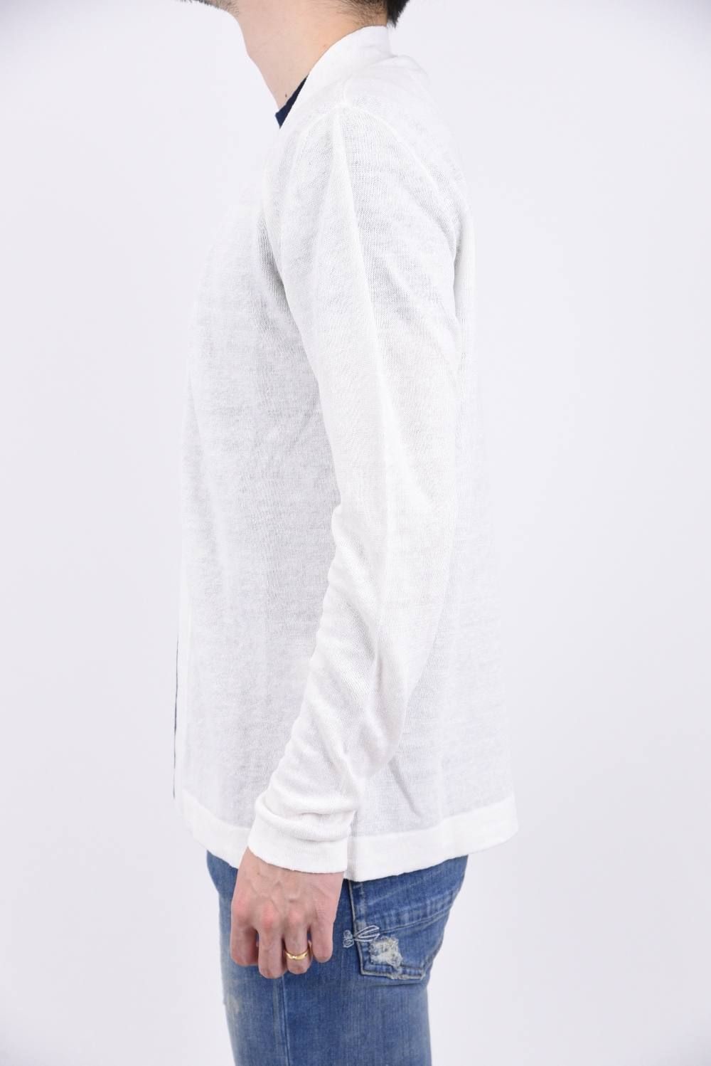 CARDIGAN / リネン ハイゲージ ボタンレス ニットカーディガン ホワイト