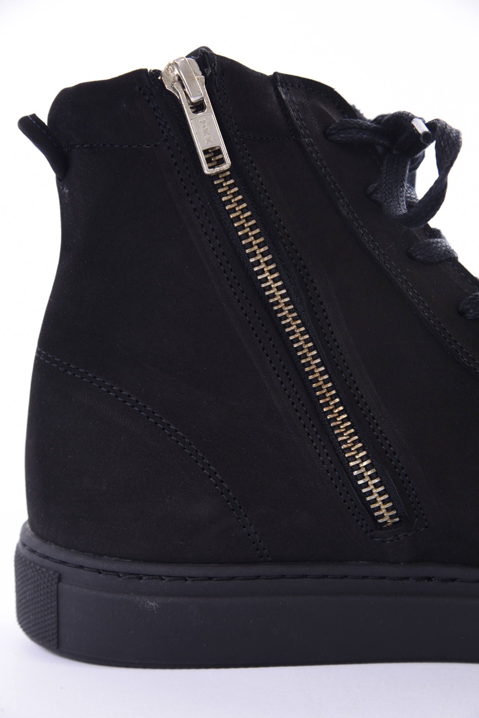1000ZIP NUBUCK / ヌバックレザー サイドジップ ハイカットスニーカー ブラック / ブラック