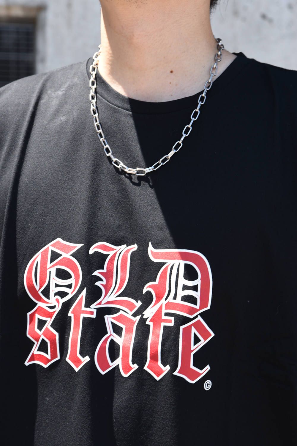 30/1 シルケット天竺 GLD STATE PRINT ビックTシャツ ブラック