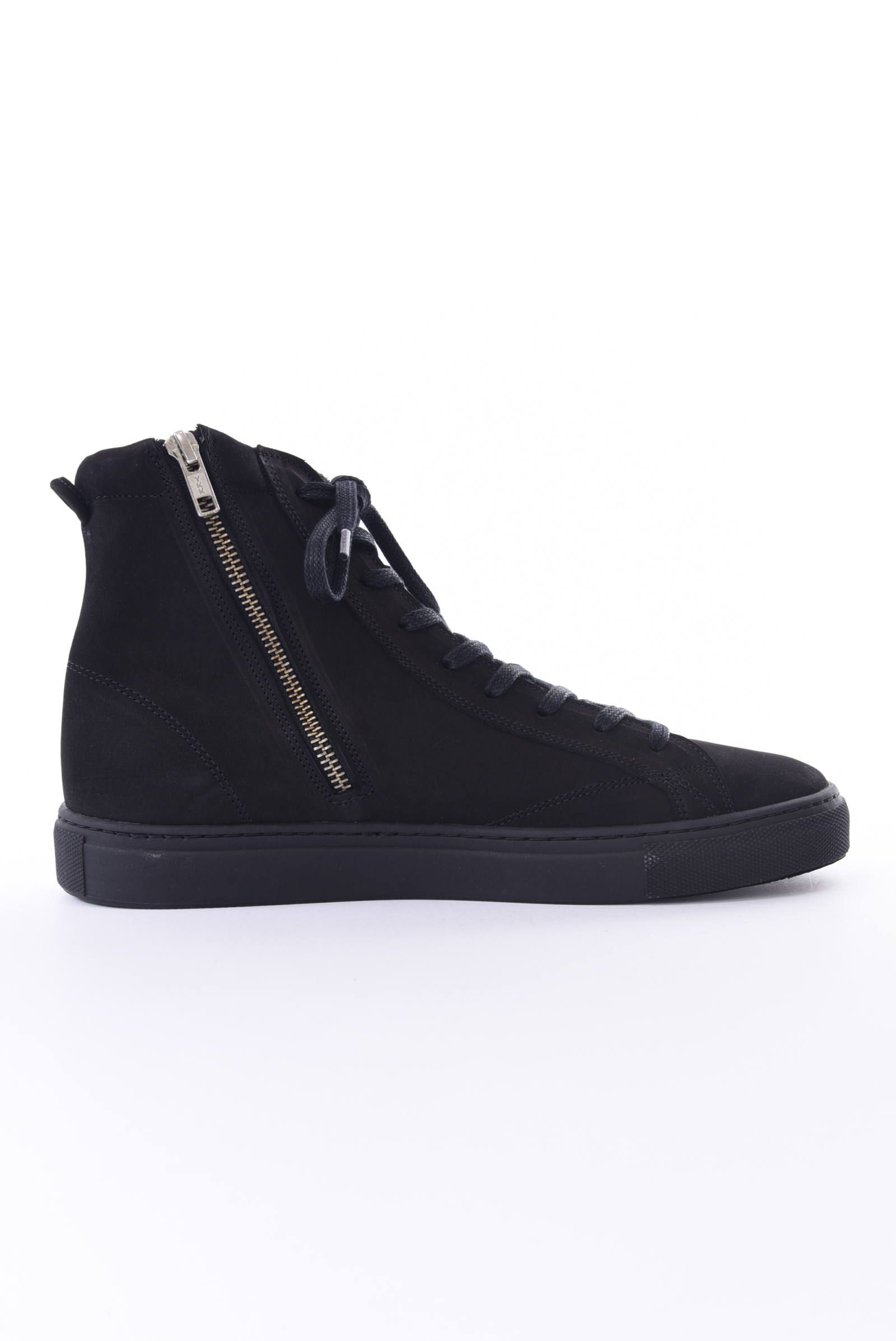 1000ZIP NUBUCK / ヌバックレザー サイドジップ ハイカットスニーカー ブラック / ブラック