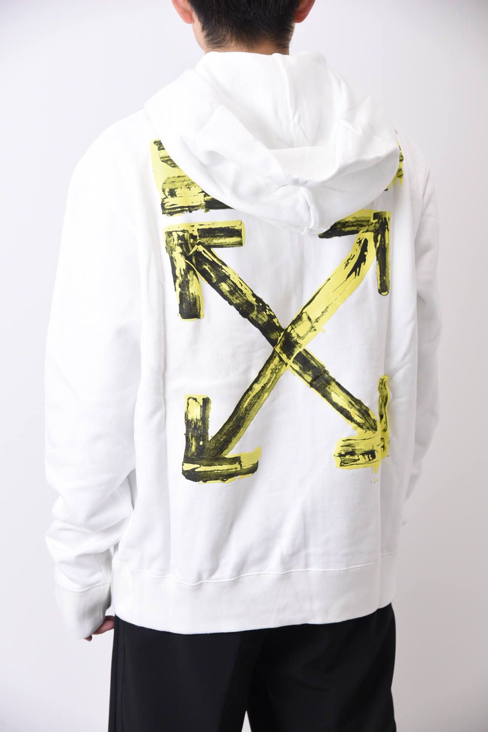 OFF-WHITE - ACRYLIC ARROWS SLIM HOODIE / スリム プルオーバーパーカー ホワイト×イエロー | gossip