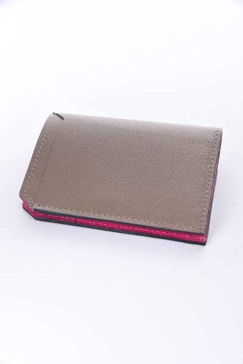 【残り1点】 CARD WALLET / LA501GT ゴートレザー 二つ折りスマートカードウォレット グレー / パッション『LEON11月号P92掲載商品』
