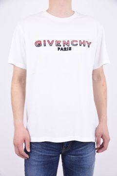 GIVENCHY FADED SIGNATURE T-SHIRT / グラデーション タフトロゴ 半袖Tシャツ ホワイト*
