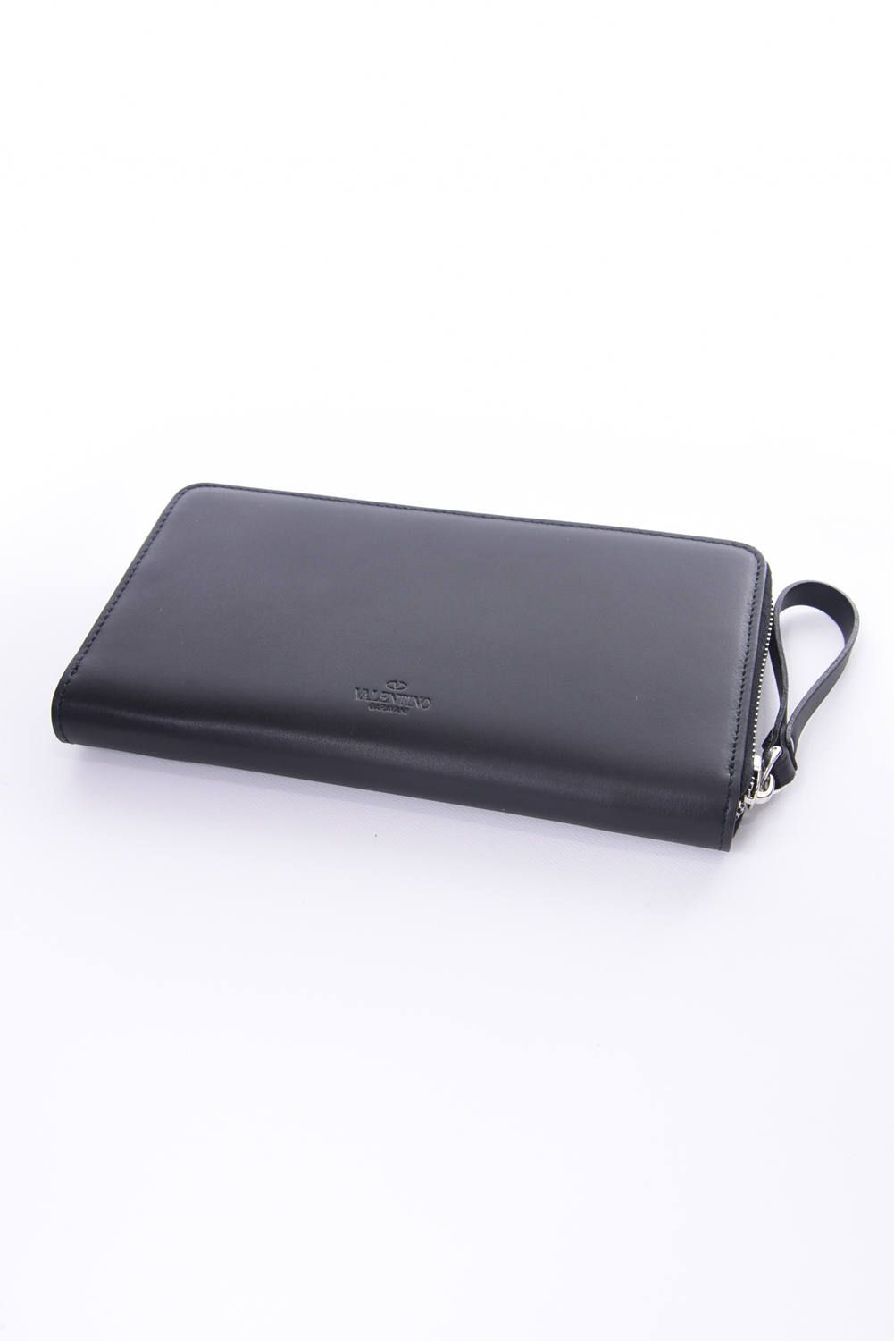VLTN LONG WALLET / スムースレザー ロング ジップウォレット ブラック*