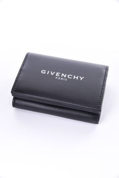 GIVENCHY BLACK LOGO SMALL WALLET / スムースレザー コンパクト 三つ折りウォレット ブラック*