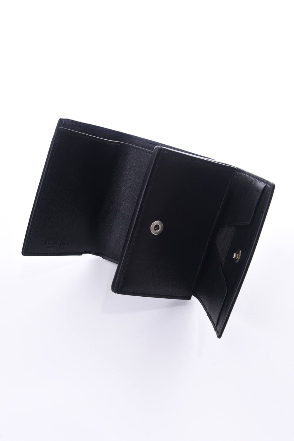 GIVENCHY BLACK LOGO SMALL WALLET / スムースレザー コンパクト 三つ折りウォレット ブラック*
