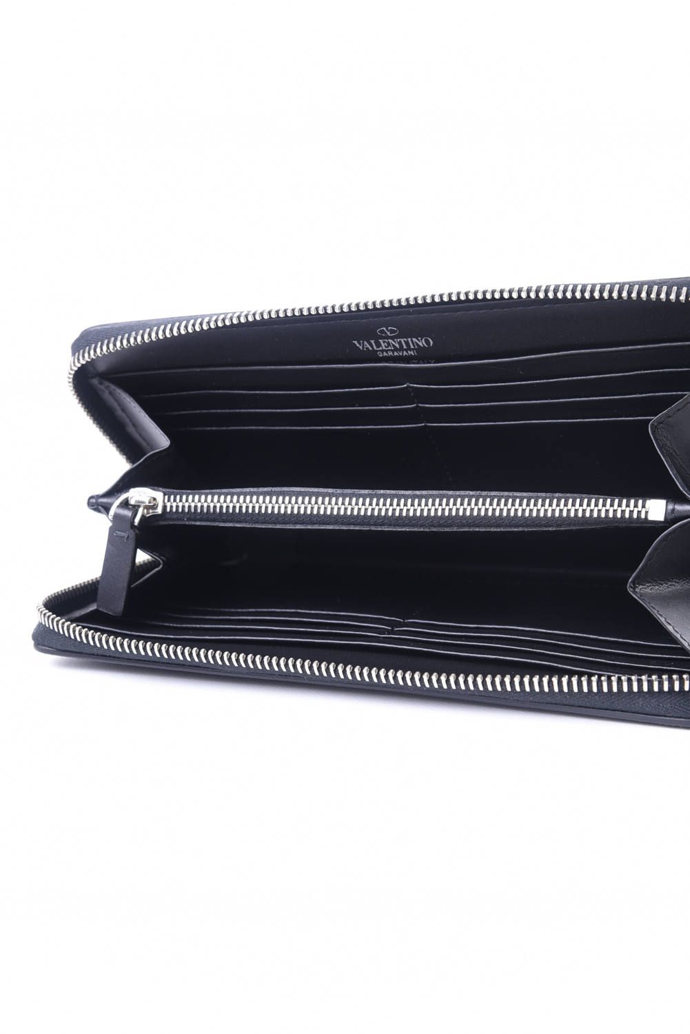 VLTN LONG WALLET / スムースレザー ロング ジップウォレット ブラック*