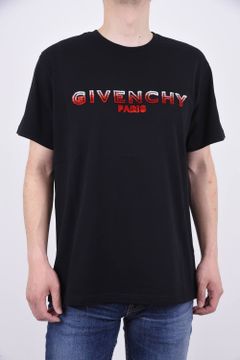 GIVENCHY FADED SIGNATURE T-SHIRT / グラデーション タフトロゴ 半袖Tシャツ ブラック*