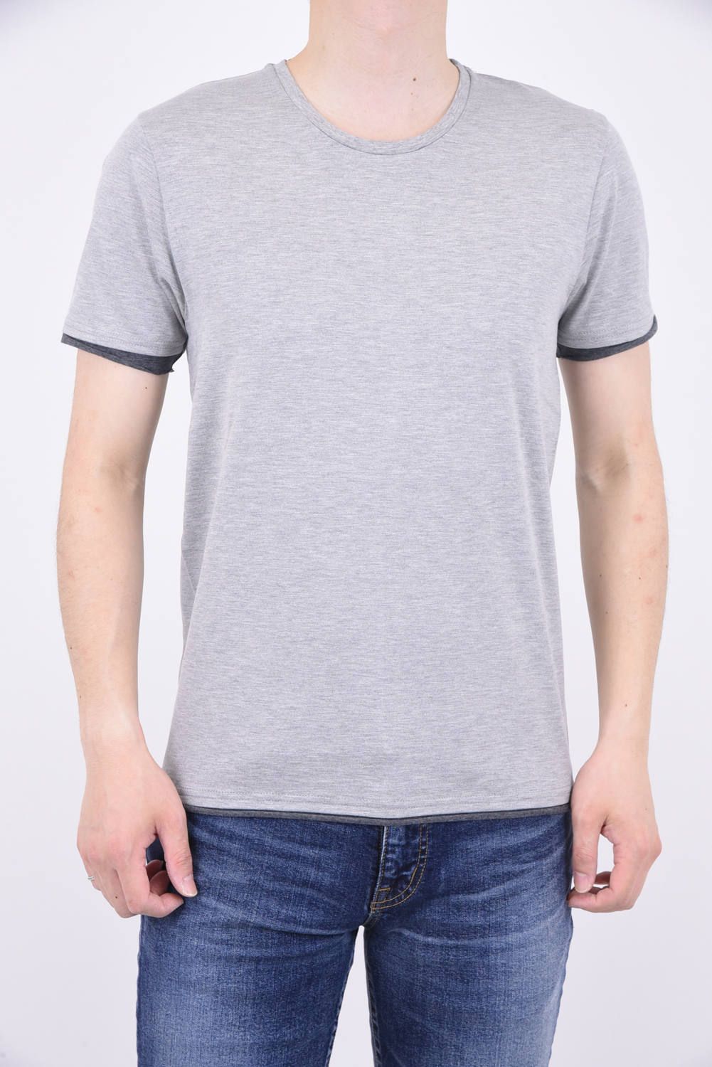 Wjk Sweater S Cut Sewn 汗染み防止加工 レイヤード風 半袖tシャツ グレー チャコール Gossip