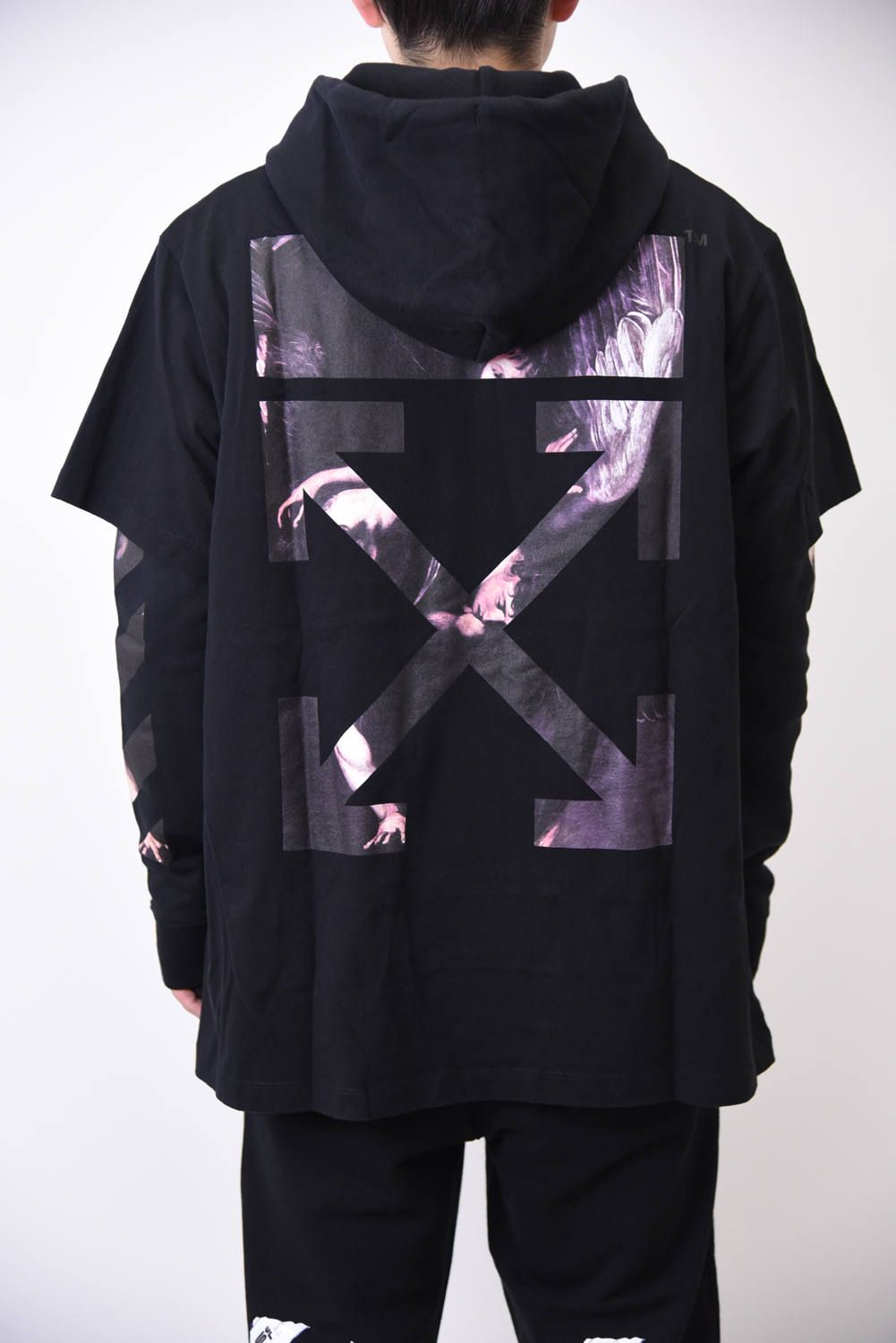OFF-WHITE - CARAVAGGIO ARROWS DOUBLE TEE HOODIE 
