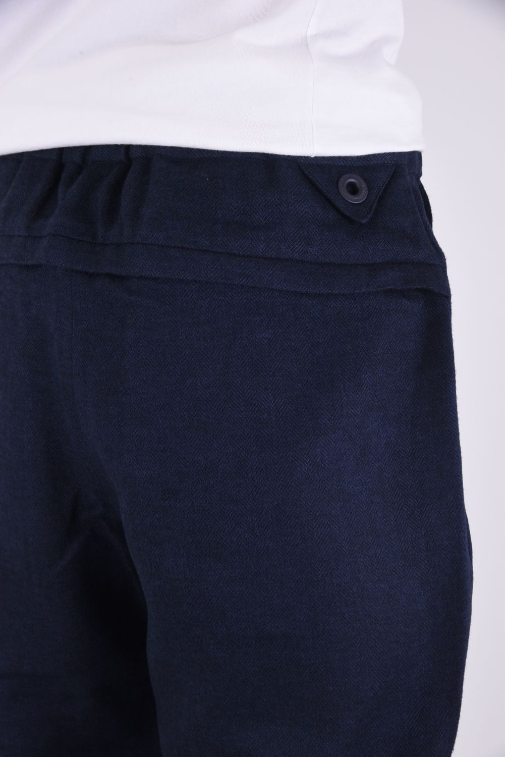 HERRINGBONE WIDE TAPERED PANTS / ヘリンボーン ワイドテーパード イージーパンツ ネイビー