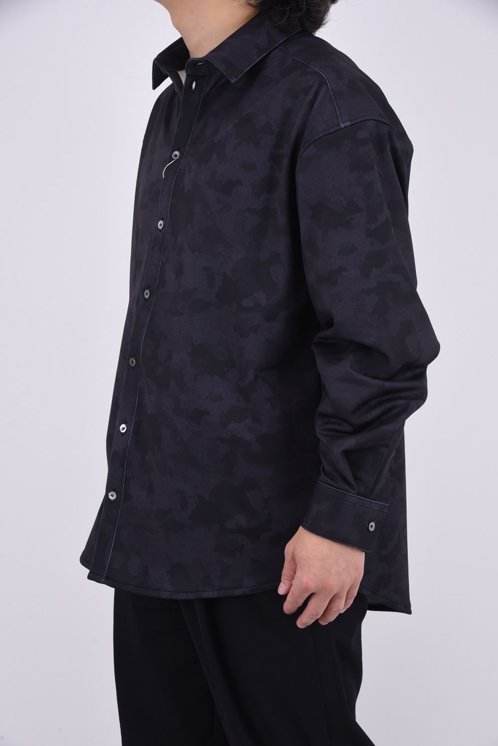 JERSEY JACK SHIRTS / 裏起毛 カモフラージュ ジャックシャツ ブラック