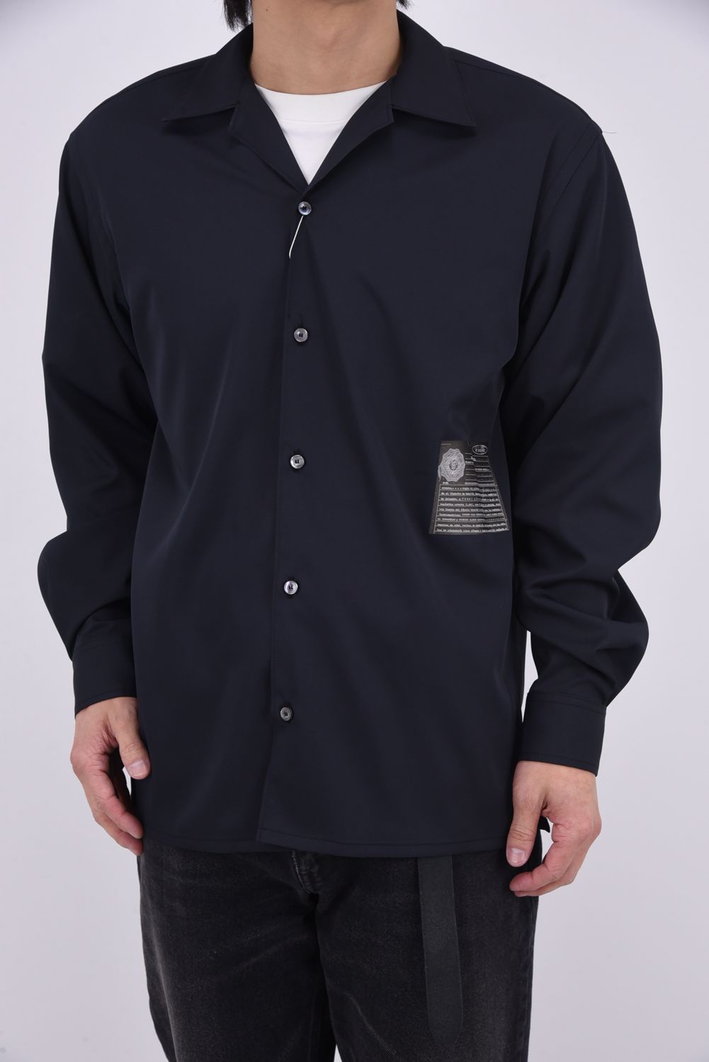 WILL SHIRTS / メッセージプリント リラックスシルエット オープンカラーシャツ (ブラック)