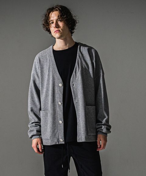 blister knit C/D / ブリスターニット Vネックカーディガン (グレー)