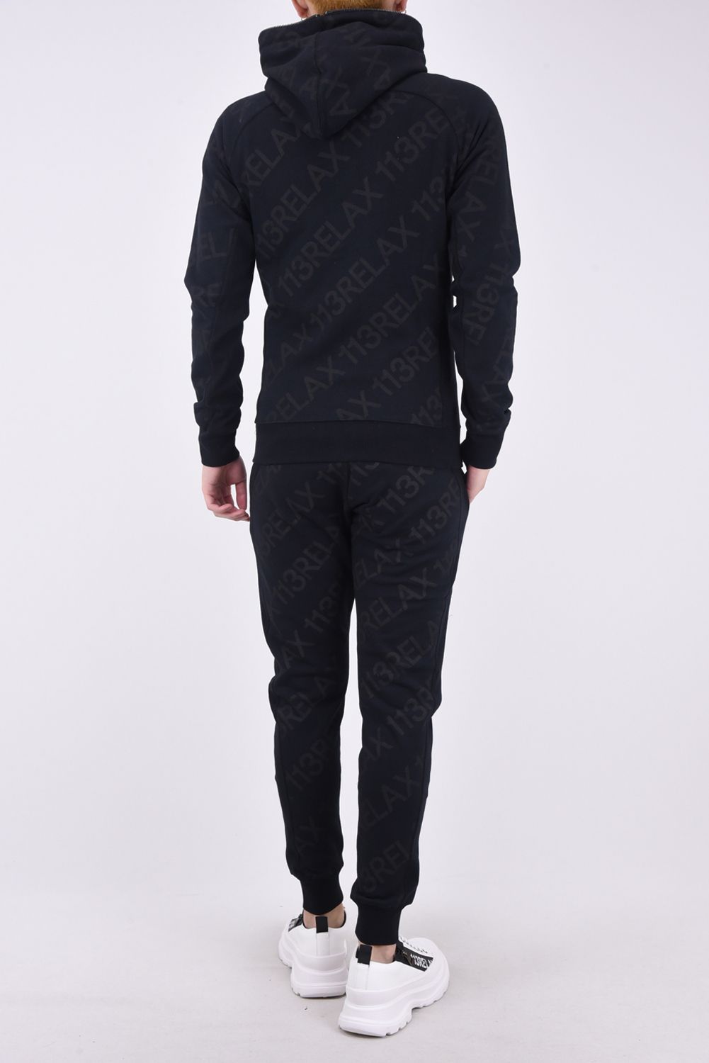 DIAGONAL LOGO LONG PANTS  / サイドリブ ダイアゴナルロゴ ロングパンツ ブラック