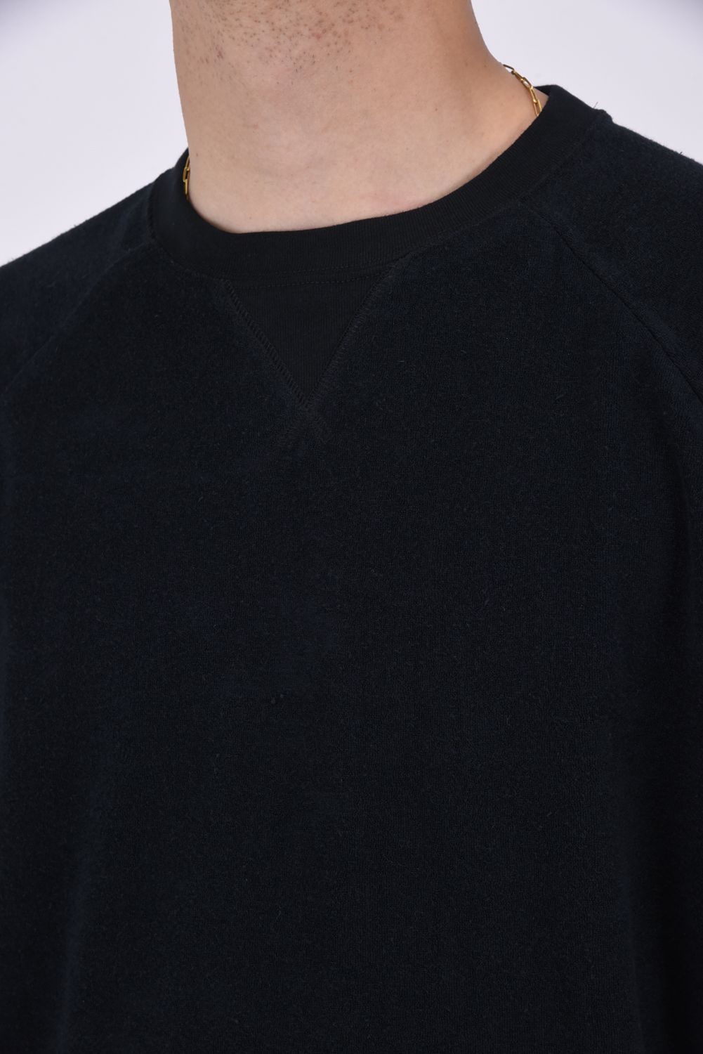 PILE HALF SLEAVE / パイル素材 オーバーサイズTシャツ ブラック