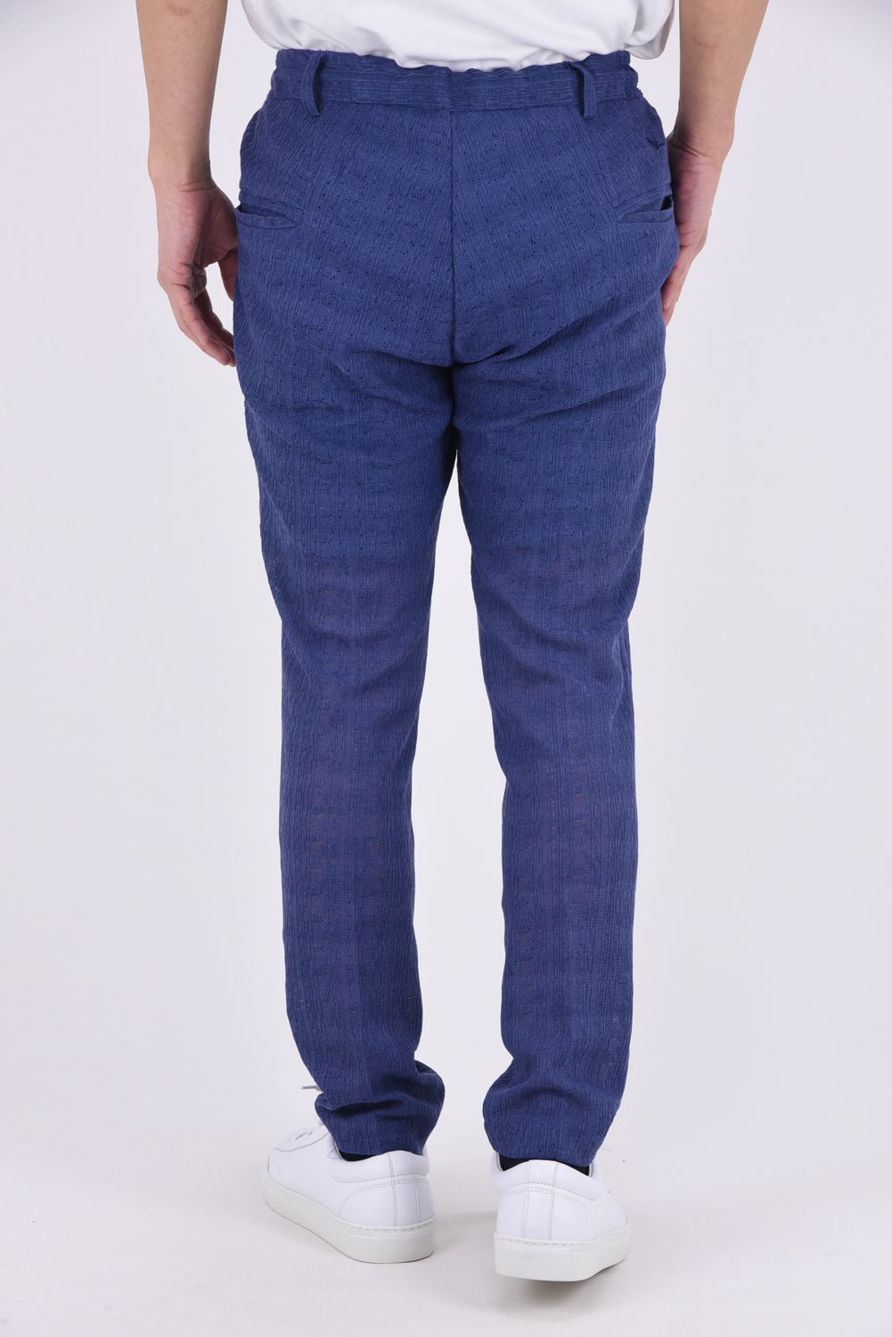 【26SS】【セットアップ】 LINEN TOUCH JACQUARD JACKET & SLACKS / リネンタッチ テーラードシングルジャケット&イージースラックス (ブルー)