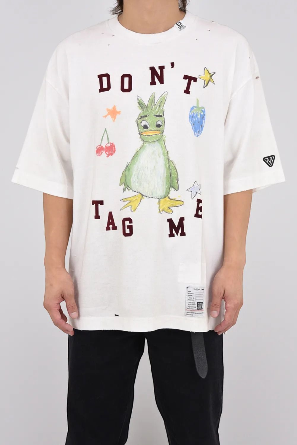KIDS DOODLE T-shirt / キャラクタープリント 刺繍ワッペン Tシャツ (ホワイト)