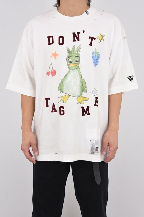 KIDS DOODLE T-shirt / キャラクタープリント 刺繍ワッペン Tシャツ (ホワイト)