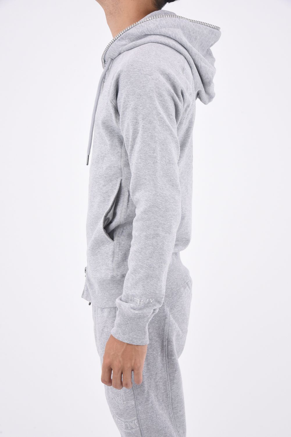 1PIU CIRCLE LOGO RHINESTONE ZIP HOODIE / 1PIUサークルロゴ ラインストーン ジップアップフーディー トップグレー