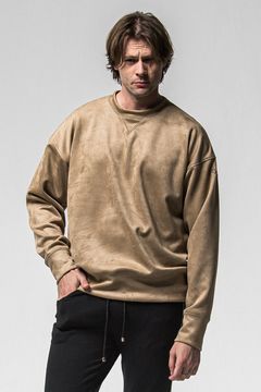 SUEDE DROP TRAINER / スウェード ロゴ ルーズ トレーナー (ブラウン) (1月上旬入荷予定) ※オーダー締切：9月1日(月)18:00
