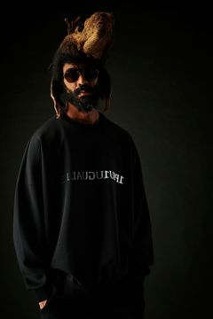 113 SPORT COMFORT BIG CREW / 113ロゴ ストレッチ ジャージ ビッグクルー ブラック