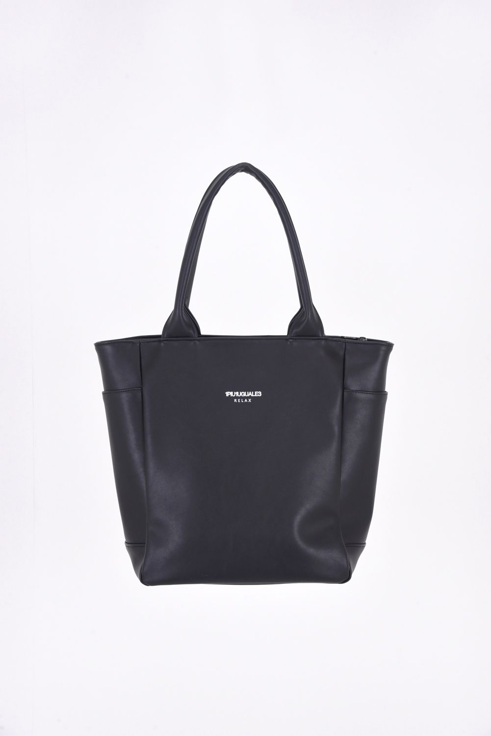 PU TOTE BAG / サークルロゴPUトートバッグ (ブラック)