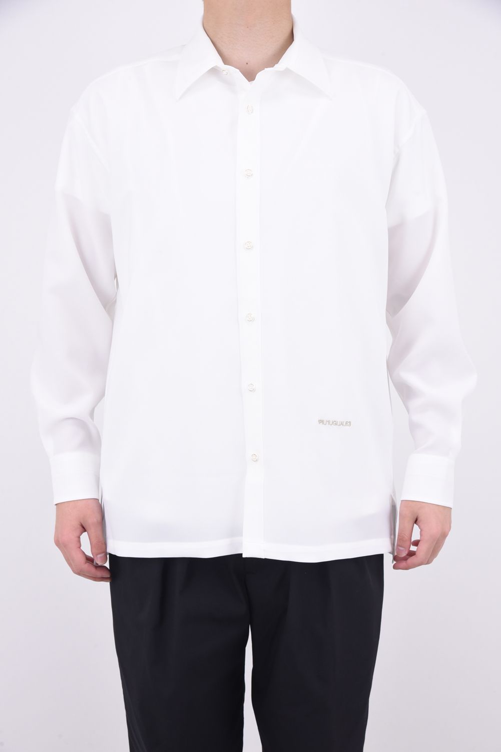 L/S BIG SHIRTS / ツイル ロゴプリント オーバーシャツ ホワイト