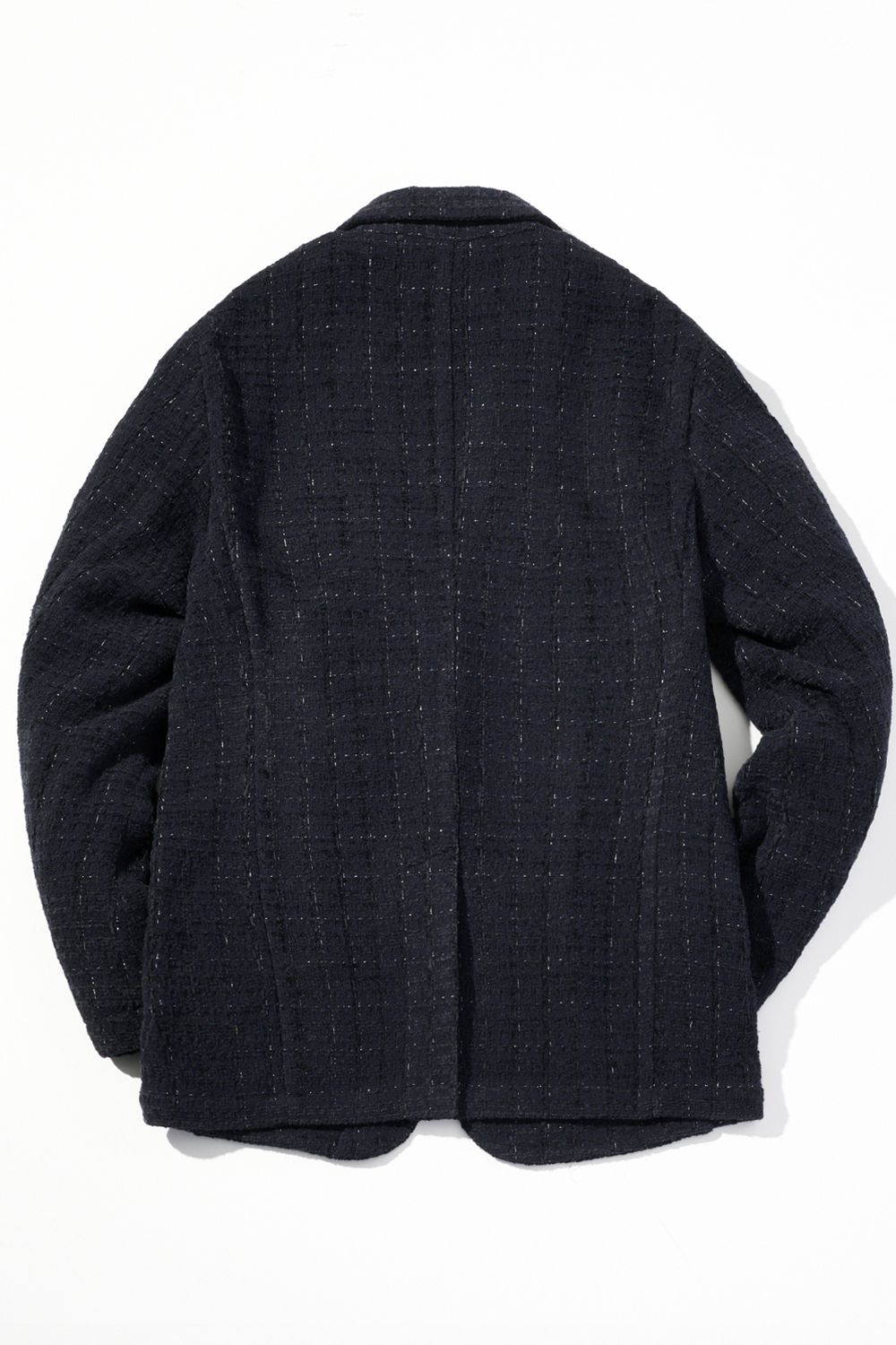【26AW】【セットアップ】 LAME SQUARE JACQUARD JACKET / ファンシーツイード テーラードシングルジャケット&イージースラックス (ネイビー) (9月上旬入荷予定)