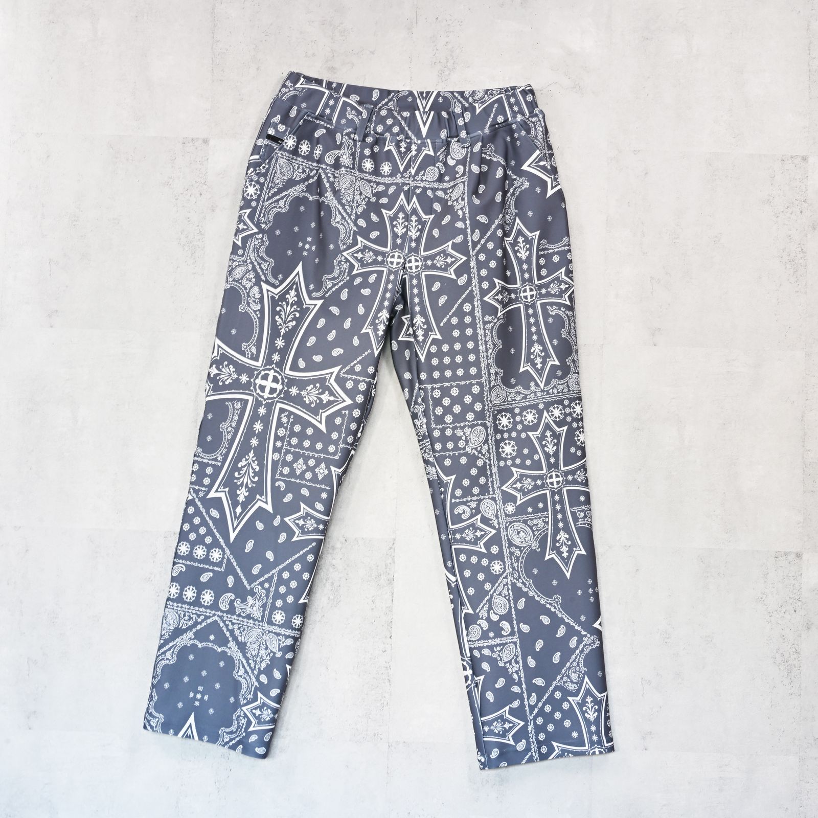 CHRIS EASY WIDE TUCK PANTS / ハイテンショントリコット ワンタック セミワイド イージーパンツ (クロスグレー) (1月上旬入荷予定) ※オーダー締切:9月7日(月)17時)