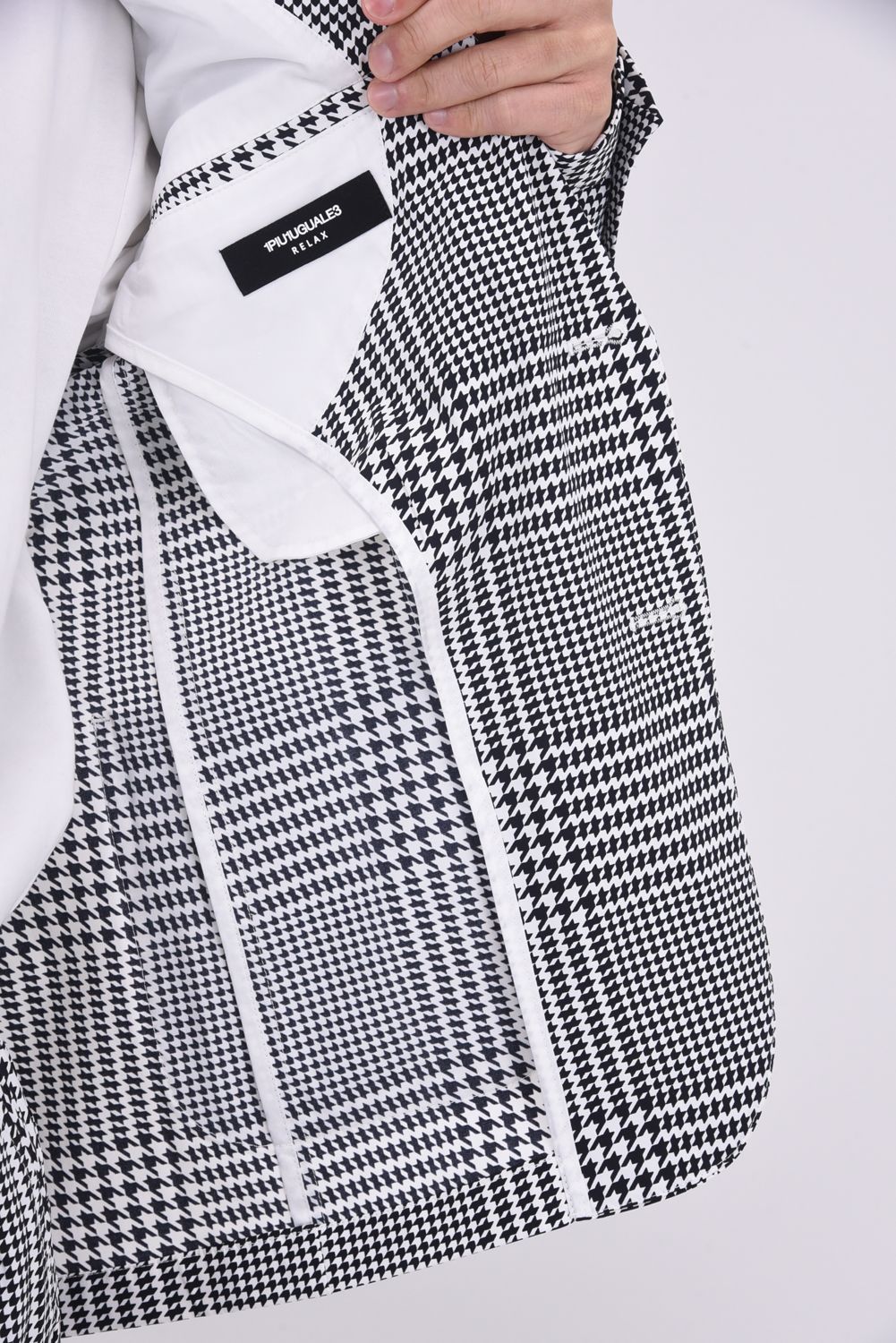 【26SS】【セットアップ】 GLEN CHECK NYLON JACKET & SLACKS / グレンチェック テーラードシングルジャケット&イージースラックス (ホワイト/ブラック)