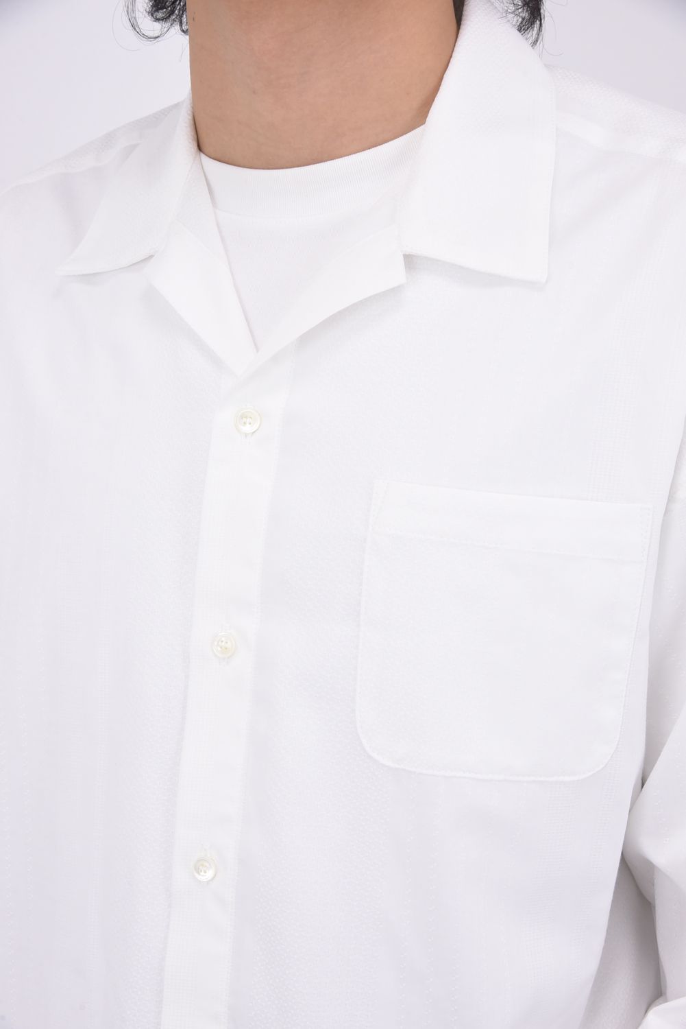 ZACK SHIRTS / Aラインシルエット オープンカラーシャツ ホワイト