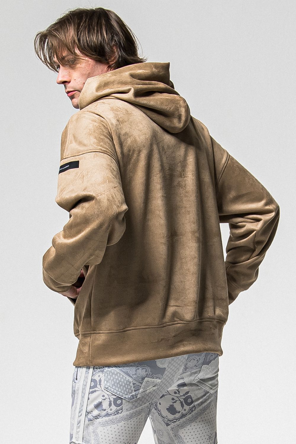 SUEDE LOOSE HOODIE / スウェード ルーズ パーカー (ブラウン) (1月上旬入荷予定) ※オーダー締切：9月1日(月)18:00