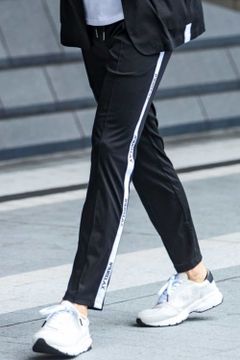 SILKET LINE SLACKS / サイドライン シルケットスラックス ブラック