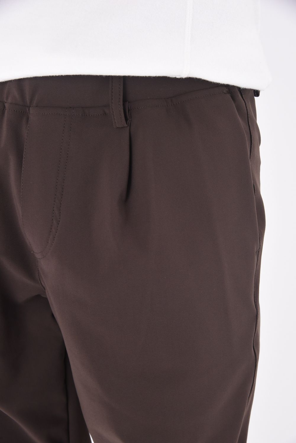 OX JERSEY SL TUCK PANTS / スラックス型イージーパンツ ブラウン