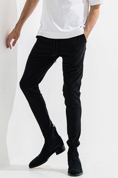 OX JERSEY SL TUCK PANTS / スラックス型イージーパンツ ブラック