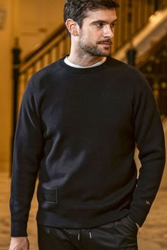 BIG PATCH BIG PIS NAME CREW NECK KNIT / ビッグパッチ ピスネーム クルーネックニット (ブラック)
