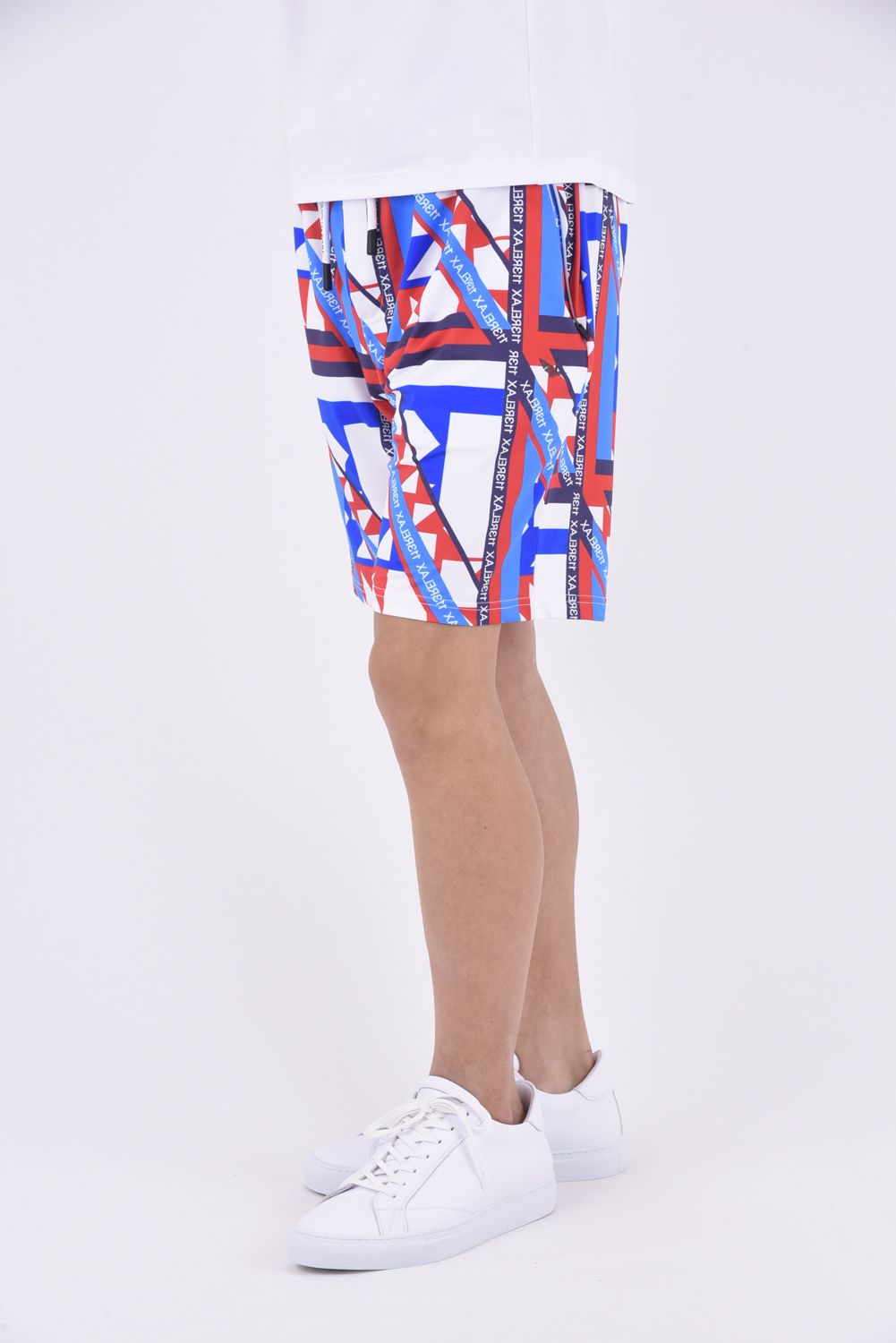 GEOMETRIC SHORTS / ジオメトリック柄 ラッシュガードショーツ レッド×ホワイト